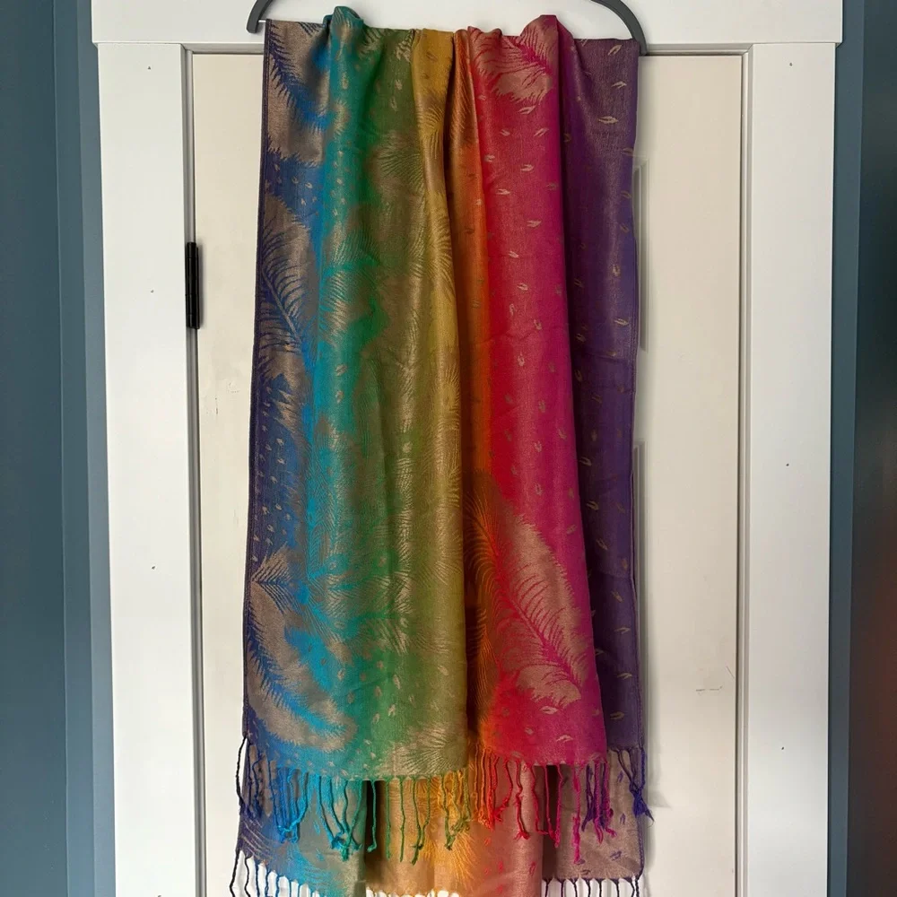 100% Cashmere Multicolor Pashmina Scarf - Picture 2 of 6